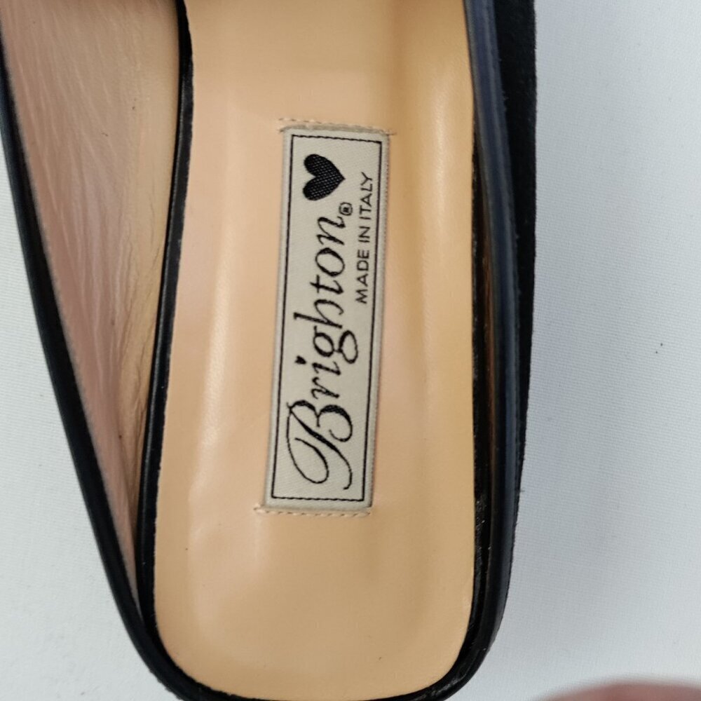 Brighton Leather Melanie Size 9 Slides Mules Shoes Beaded Silver Heart Black - Picture 4 of 6